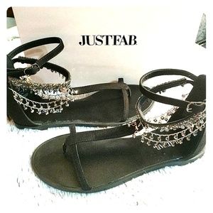 NWT Just Fab Swanky Black sandals- 7.5